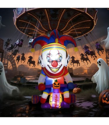 Outsunny 4ft Blow Up Outdoor Halloween Decoration, Clown on Bicycle