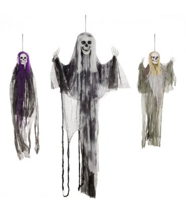 HOMCOM Set of 3 Hanging Skeleton, Flying Ghost Halloween Decorations