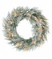 HOMCOM 60 cm Prelit Christmas Wreath, Flocked Front Door Wreath with Timer