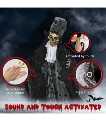 Outsunny 189cm Animated Prop Ghost Bridegroom, Indoor Halloween Decorations