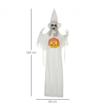 HOMCOM Standing Witch Prop Life Size with Sound and Motion Activated