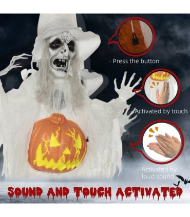 HOMCOM Standing Witch Prop Life Size with Sound and Motion Activated