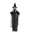 HOMCOM Standing Witch Prop Life Size with Light Up Eyes, Talking Sound