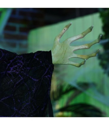 HOMCOM Standing Witch Prop Life Size with Light Up Eyes, Talking Sound
