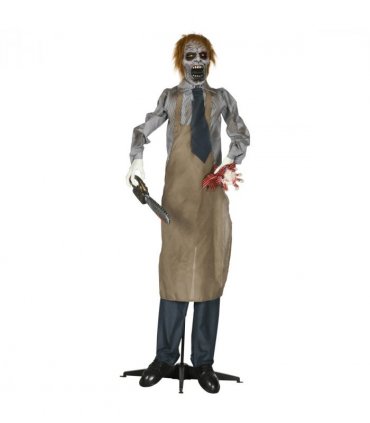 HOMCOM Life Size Outdoor Halloween Decoration Animatronic Chainsaw