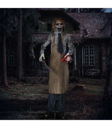 HOMCOM Life Size Outdoor Halloween Decoration Animatronic Chainsaw