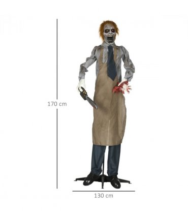 HOMCOM Life Size Outdoor Halloween Decoration Animatronic Chainsaw