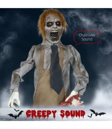 HOMCOM Life Size Outdoor Halloween Decoration Animatronic Chainsaw