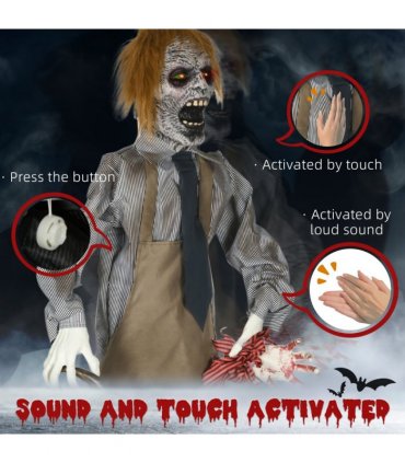 HOMCOM Life Size Outdoor Halloween Decoration Animatronic Chainsaw
