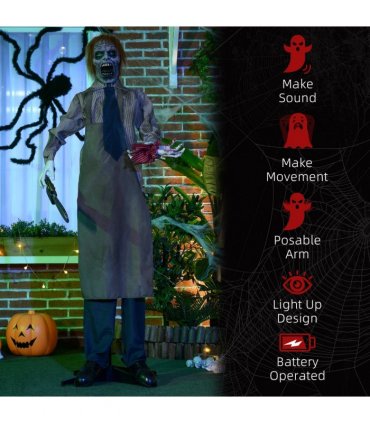 HOMCOM Life Size Outdoor Halloween Decoration Animatronic Chainsaw