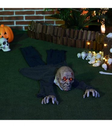 HOMCOM 5.2ft Halloween Outdoor Decoration Crawling Zombie, Sound Activated