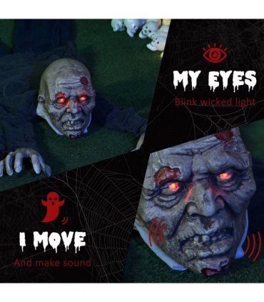 HOMCOM 5.2ft Halloween Outdoor Decoration Crawling Zombie, Sound Activated