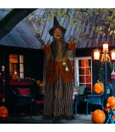 HOMCOM Outdoor Halloween Animatronic with Sound Activated, Light Up Eyes