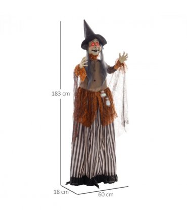 HOMCOM Outdoor Halloween Animatronic with Sound Activated, Light Up Eyes