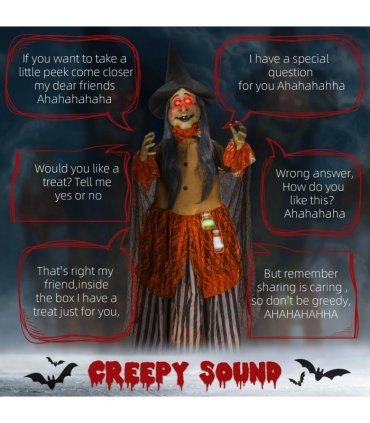 HOMCOM Outdoor Halloween Animatronic with Sound Activated, Light Up Eyes
