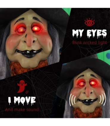 HOMCOM Outdoor Halloween Animatronic with Sound Activated, Light Up Eyes