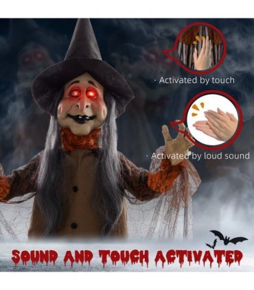 HOMCOM Outdoor Halloween Animatronic with Sound Activated, Light Up Eyes