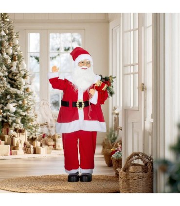HOMCOM Life Size Animated Santa Claus with Sound Activated for Party