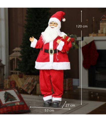 HOMCOM Life Size Animated Santa Claus with Sound Activated for Party