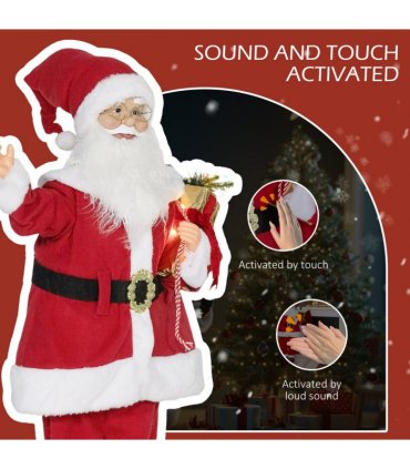 HOMCOM Life Size Animated Santa Claus with Sound Activated for Party