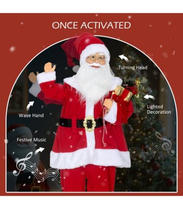 HOMCOM Life Size Animated Santa Claus with Sound Activated for Party