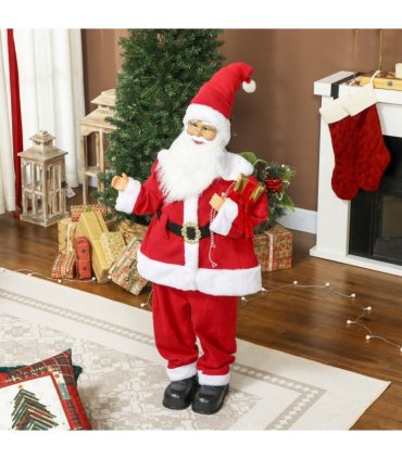 HOMCOM Life Size Animated Santa Claus with Sound Activated for Party