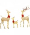 Outsunny 3-Piece Light Up Christmas Deer Family Set of 3 for Lawn Gold Tone