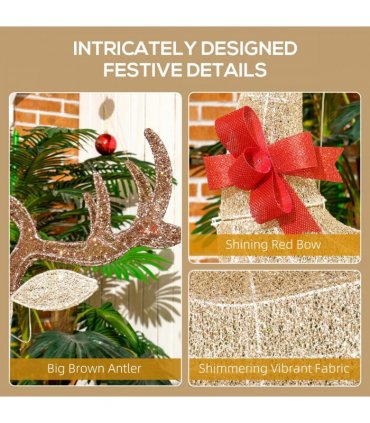 Outsunny 3-Piece Light Up Christmas Deer Family Set of 3 for Lawn Gold Tone