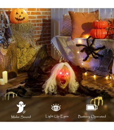 Outsunny 183 cm Life Size Scary Halloween Decorations, Battery Operated