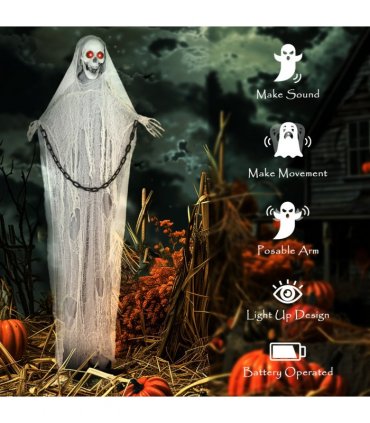 Outsunny 183 cm Life Size Scary Halloween Decorations, Battery Operated