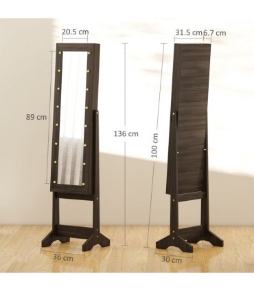 Freestanding Mirrored Jewellery Storage Cabinet