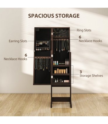 Freestanding Mirrored Jewellery Storage Cabinet