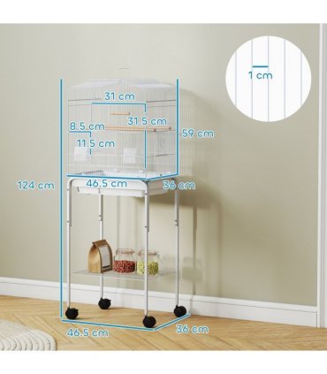 Bird Cage Starter Kit with Detachable Rolling Stand