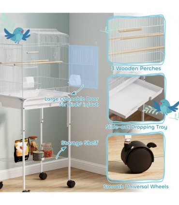 Bird Cage Starter Kit with Detachable Rolling Stand