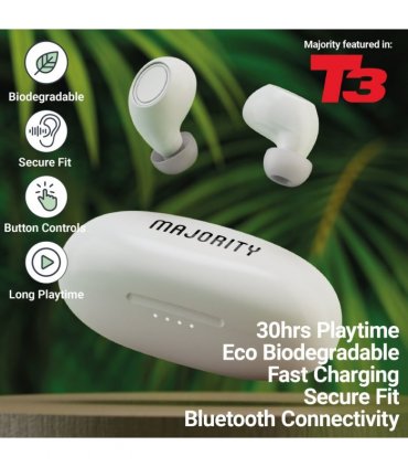 MAJORITY TRU BIO EARBUDS CLEAR WHITE