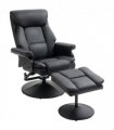 HOMCOM PU Leather Swivel Recliner Armchair with Ottoman, Black