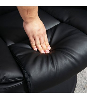 HOMCOM PU Leather Swivel Recliner Armchair with Ottoman, Black