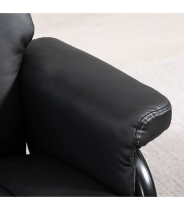 HOMCOM PU Leather Swivel Recliner Armchair with Ottoman, Black