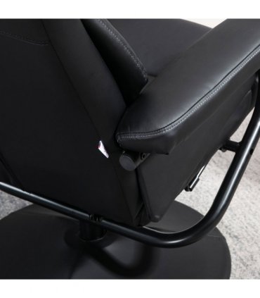 HOMCOM PU Leather Swivel Recliner Armchair with Ottoman, Black