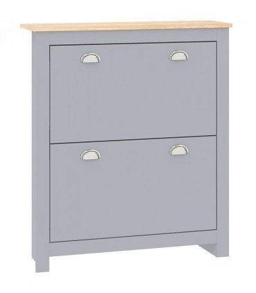 HOMCOM 2 Drawer Shoe Cabinet Narrow Shoe Cupboard with Flip Doors, Grey