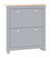 HOMCOM 2 Drawer Shoe Cabinet Narrow Shoe Cupboard with Flip Doors, Grey