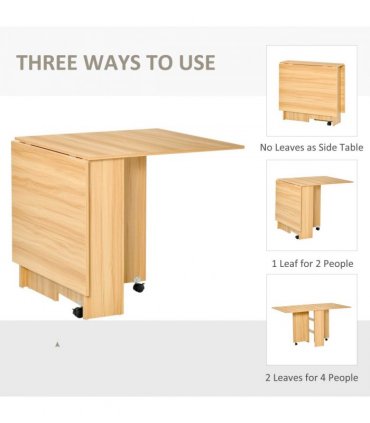 HOMCOM Foldable Dining Table with Storage Shelves for Kitchen, Dining Room