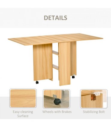 HOMCOM Foldable Dining Table with Storage Shelves for Kitchen, Dining Room