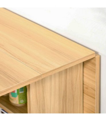 HOMCOM Foldable Dining Table with Storage Shelves for Kitchen, Dining Room