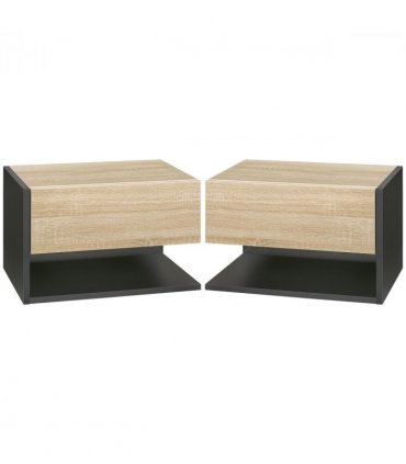 HOMCOM Modern Bedside Table Set of 2 with Drawer and Shelf