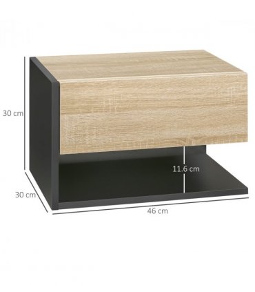 HOMCOM Modern Bedside Table Set of 2 with Drawer and Shelf