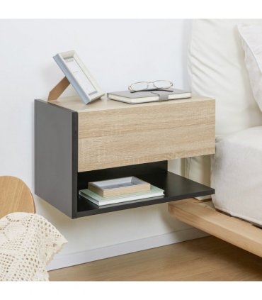 HOMCOM Modern Bedside Table Set of 2 with Drawer and Shelf