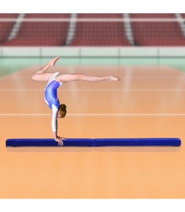 HOMCOM 2.1m Balance Beam Trainer Fold Performance Gymnastics, Blue