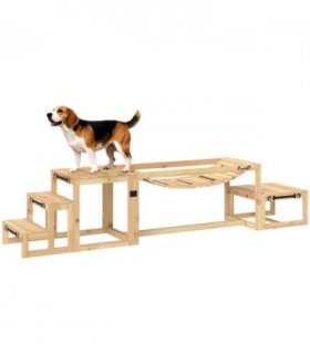 PawHut 3 Pieces Wooden Dog Agility Training Equipment, Natural Wood
