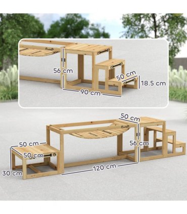 PawHut 3 Pieces Wooden Dog Agility Training Equipment, Natural Wood